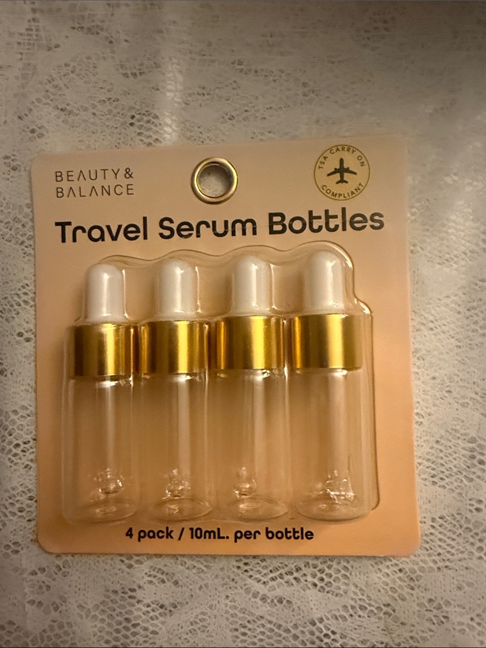 Gold Travel Serum Bottles - 4 Pack (White Dropper)